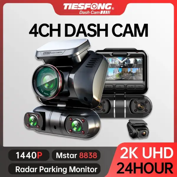 Tiesfong 2k 1440p Dash Cam fr Auto DVR 4ch 256 Kamera